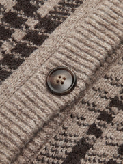 Plaid Wool-Blend Button Cardigan