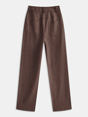 Faux Leather Woven-Patterned Pants