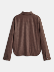 Faux Leather Woven-Patterned Shirt