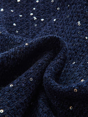 Metal Button Sequin Tweed Strapless Vest