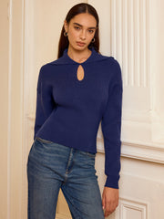 Shawl Collar Keyhole Knit Sweater