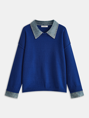Denim Panel Knit Sweater