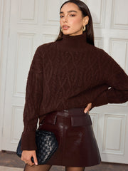 Cable-Knit Turtleneck Sweater