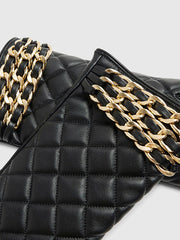 Metal Chain PU Leather Embossed Gloves