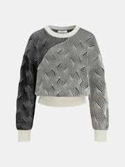 Crew Neck Wave-Knit Sweater