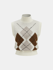 Argyle Turtleneck Knit Vest