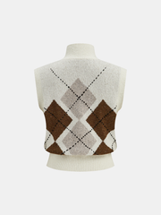 Argyle Turtleneck Knit Vest