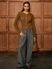 Button-Front Cable-Knit Cardigan