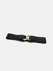 Elastic Faux Leather Wide Waist Belt