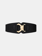 Elastic Faux Leather Wide Waist Belt