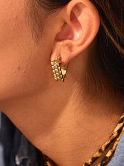 Golden Gear Triangle Earrings
