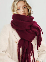 Solid Oversized Fringed Scarf