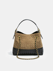 Two-Tone Woven Hobo Bag
