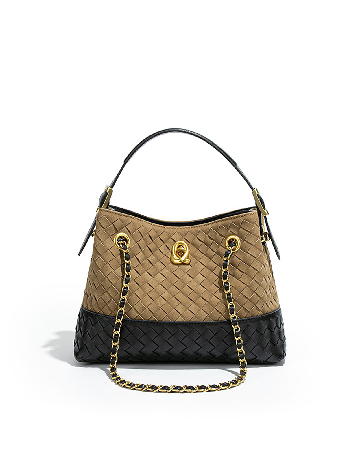 Two-Tone Woven Hobo Bag