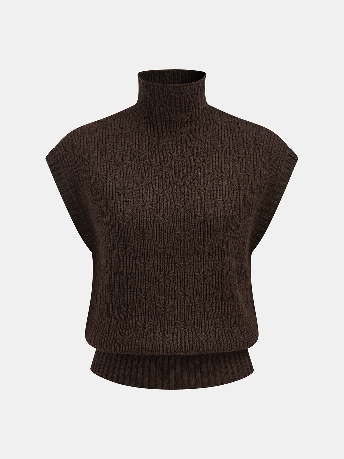 Turtleneck Cable Knit Sleeveless Vest