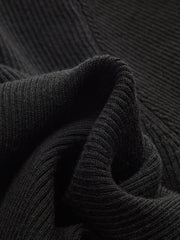 Asymmetric Color Block Metal Button Ribbed Knit Top