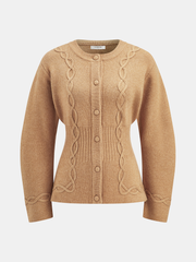 Cinched Waist Cable Knit Cardigan