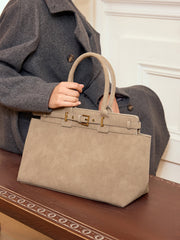 Belt Detail Top Handle Tote Bag