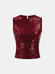 Sequin Ruched Sleeveless Top