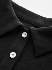 Flared Sleeve Polo Neck Fitted Top