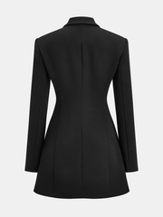 Buttoned Collared Tailored Blazer Dress