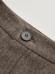 Mid-Waist Herringbone Curved-Leg Pants