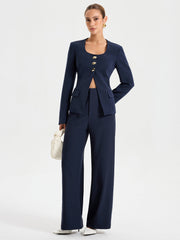 High-Waist Straight-Leg Pants