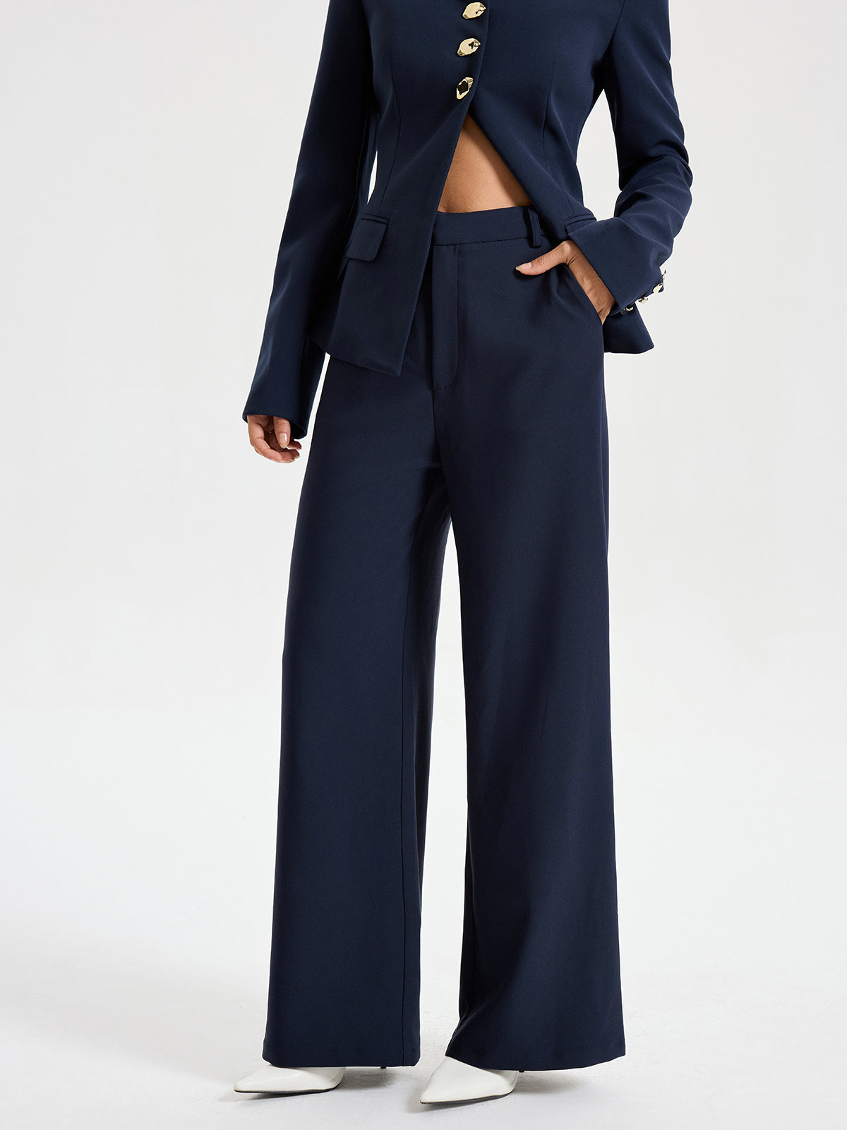 High-Waist Straight-Leg Pants