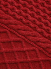 Asymmetric Textured Knit Polo Sweater