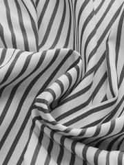 Cinched Waist Peplum Button-Front Striped Shirt