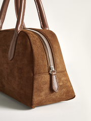 Suede Dome Top Handle Bag