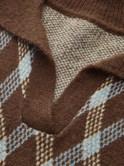 Argyle Patterned Collared Knit Sweater