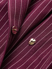 Pinstripe Cross-Front Collared Bodysuit