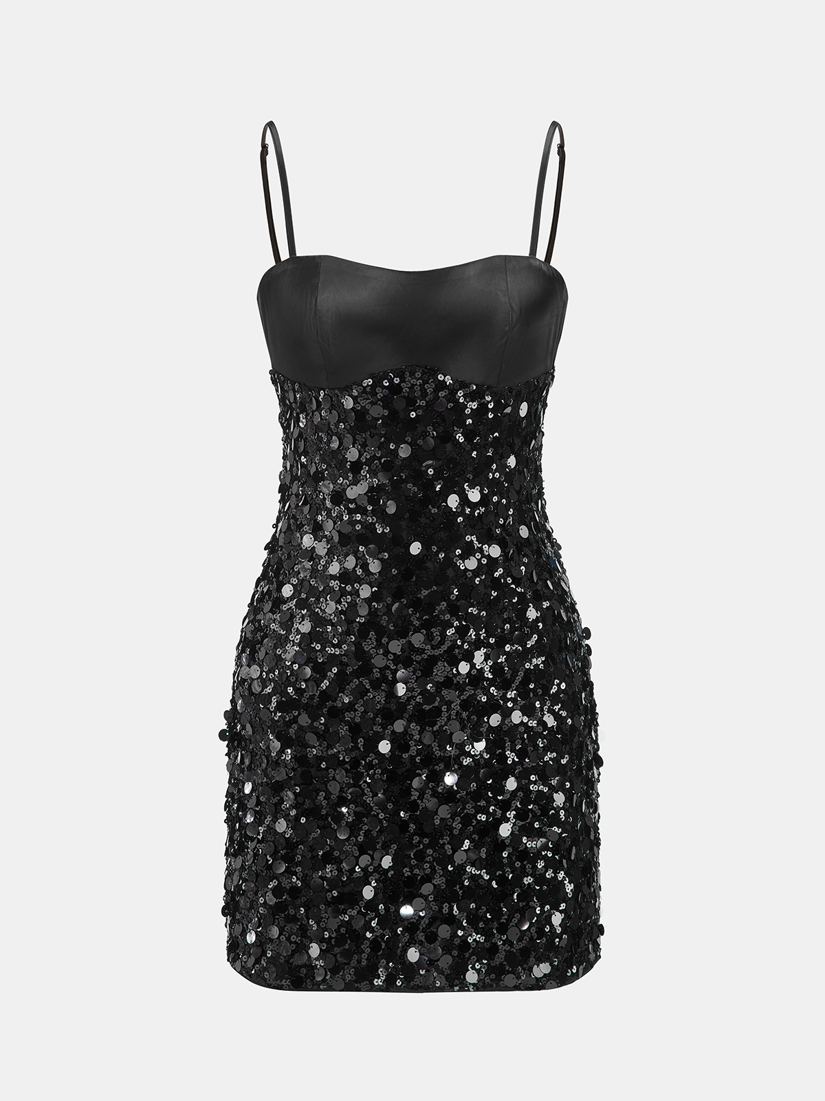 Satin Panel Sequin Cami Mini Dress