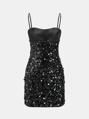 Satin Panel Sequin Cami Mini Dress