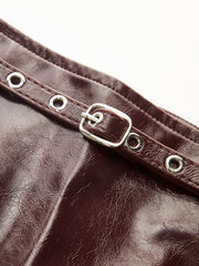 Belted Faux Leather Mini Skirt