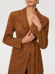 Suede Tie-Waist Blazer