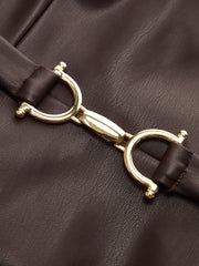 Faux Leather Sleeveless Midi Dress