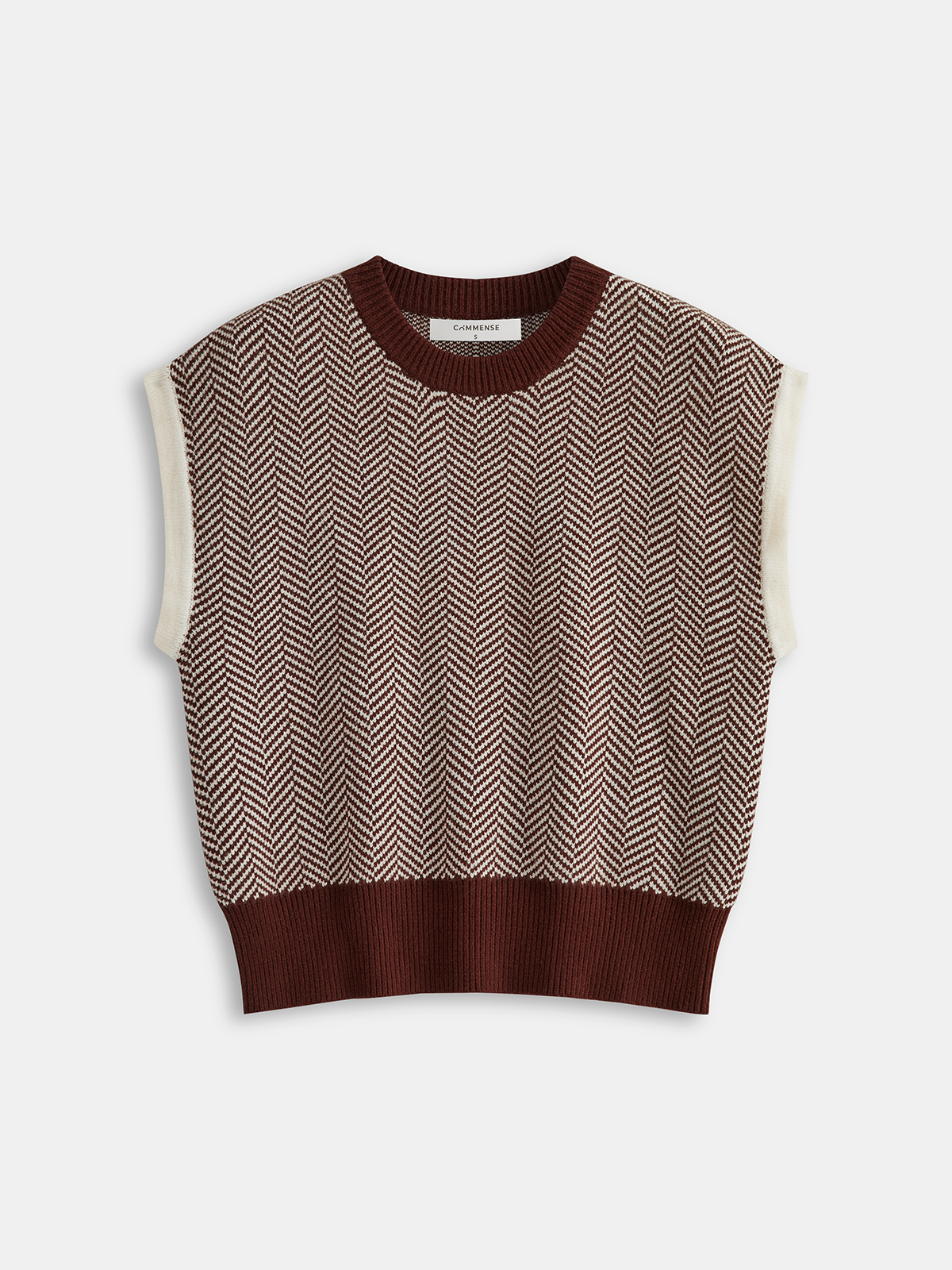 Herringbone Pattern Sleeveless Knit Vest