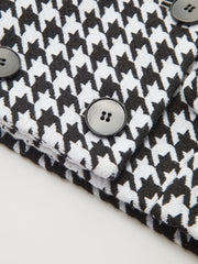 Contrast Collar Houndstooth Tweed Jacket