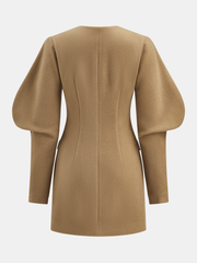 Puff Sleeve Tailored Cotton-Blend Mini Dress