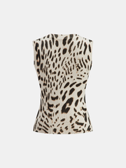Wool-Blend Leopard Print Knit Vest