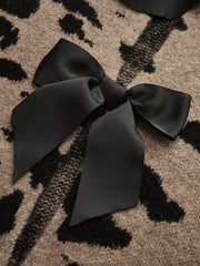 Bow Detail Leopard Print Knit Sweater