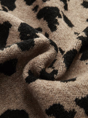Bow Detail Leopard Print Knit Sweater