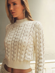 Backless Pearl-Embellished Knit Sweater