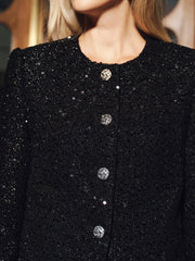 Sequin-Embellished Tweed Blazer