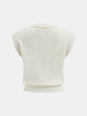 Pearl Bow Detail Cap Sleeve Knit Vest