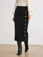 Metal Decor Midi Pencil Skirt