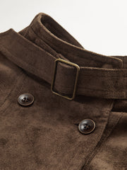 Faux Suede Cropped Biker Jacket