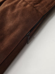 Asymmetric Pleated Suede Effect Mini Skirt